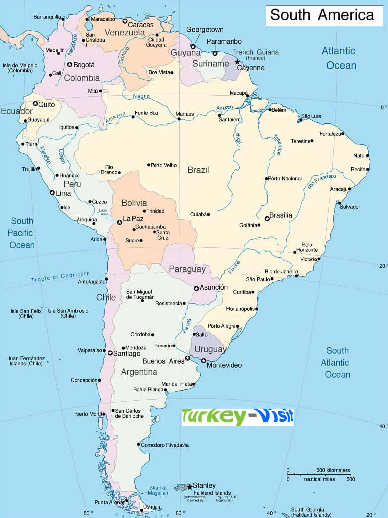 Map of South America - South America Map