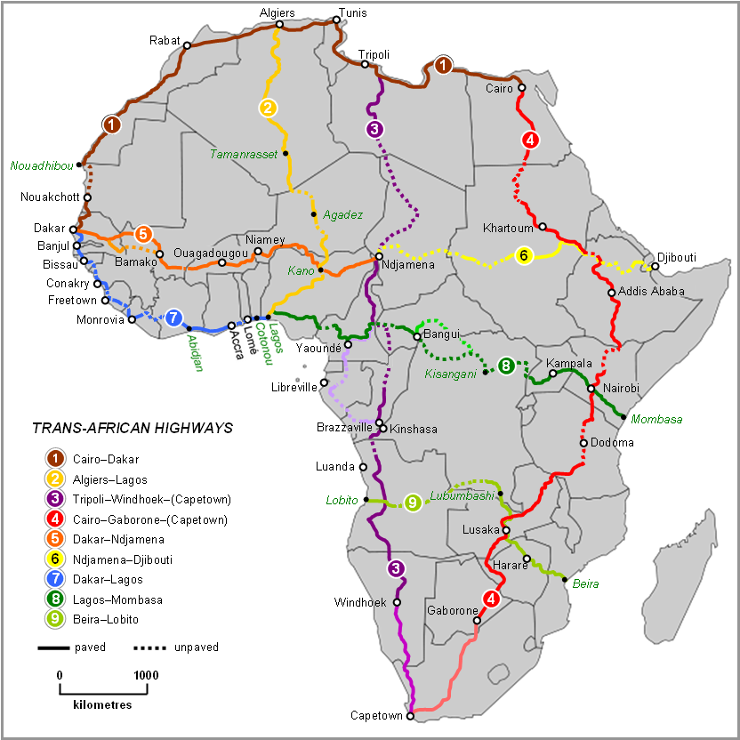 Africa Main Roads Map
