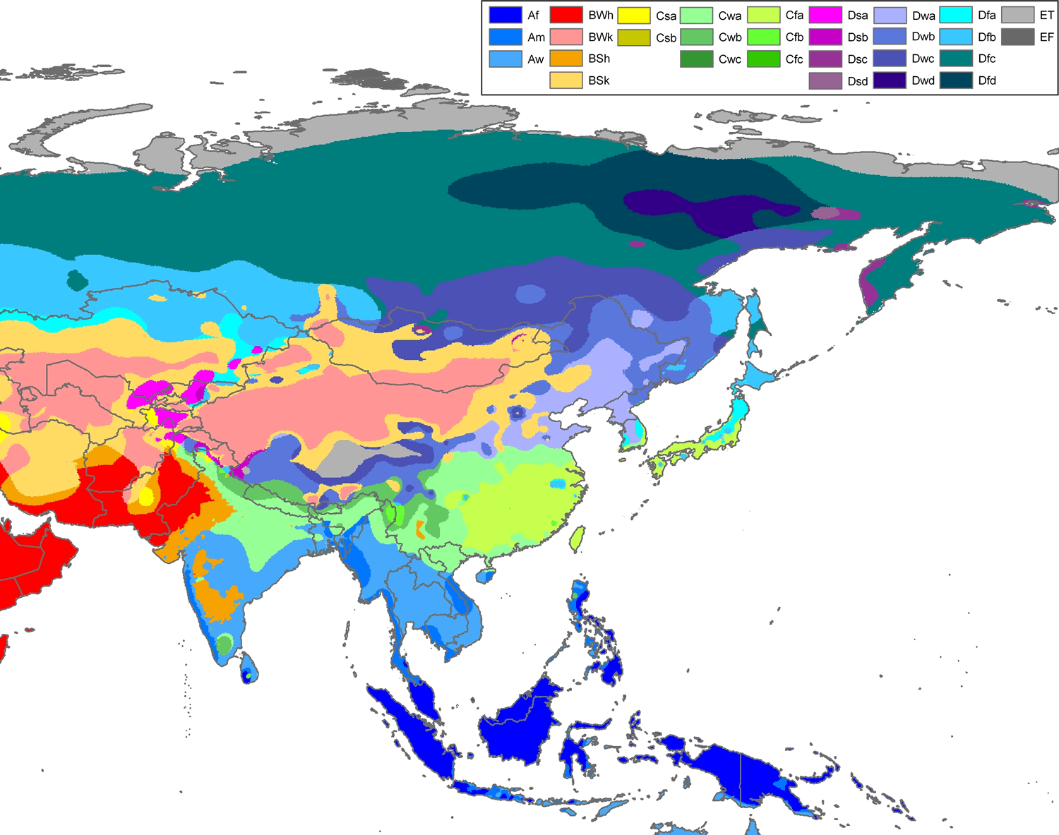 Asia Koppen Map