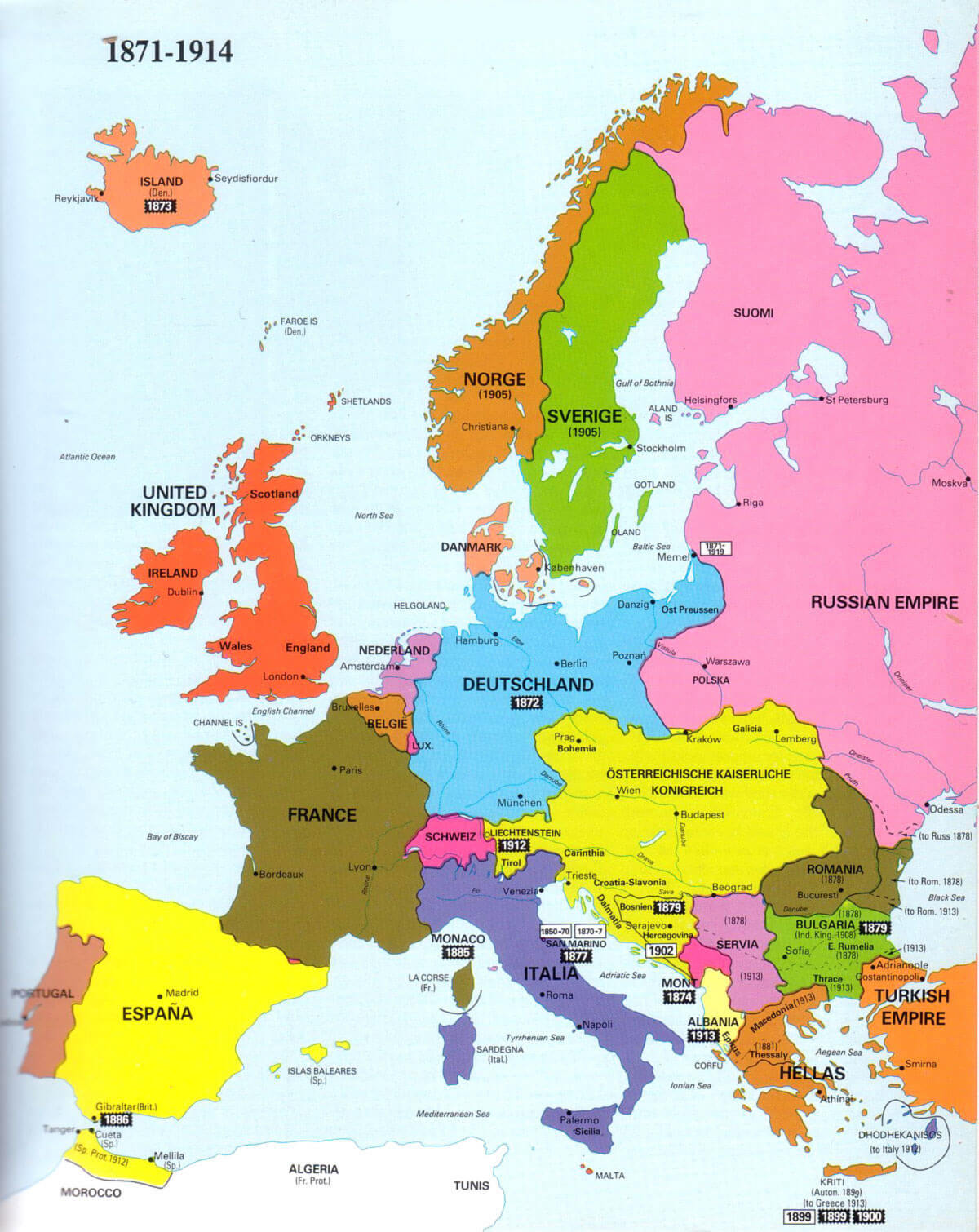 Europe Map 1871 1914