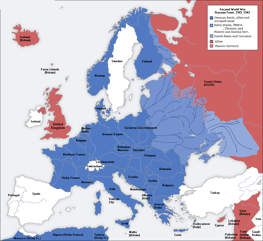 Europe Map Second World War 1941 1942