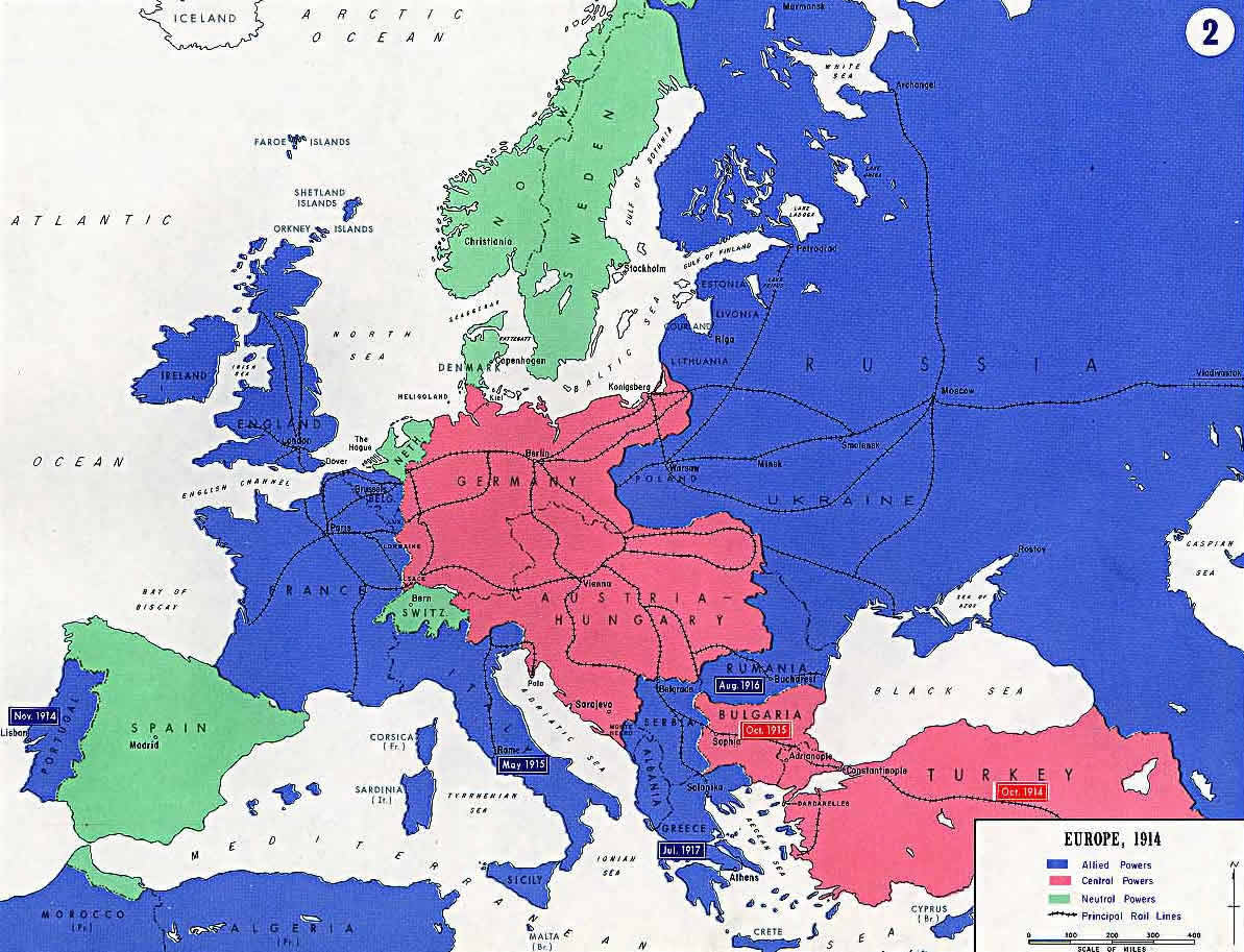 Europe Map World War 1914