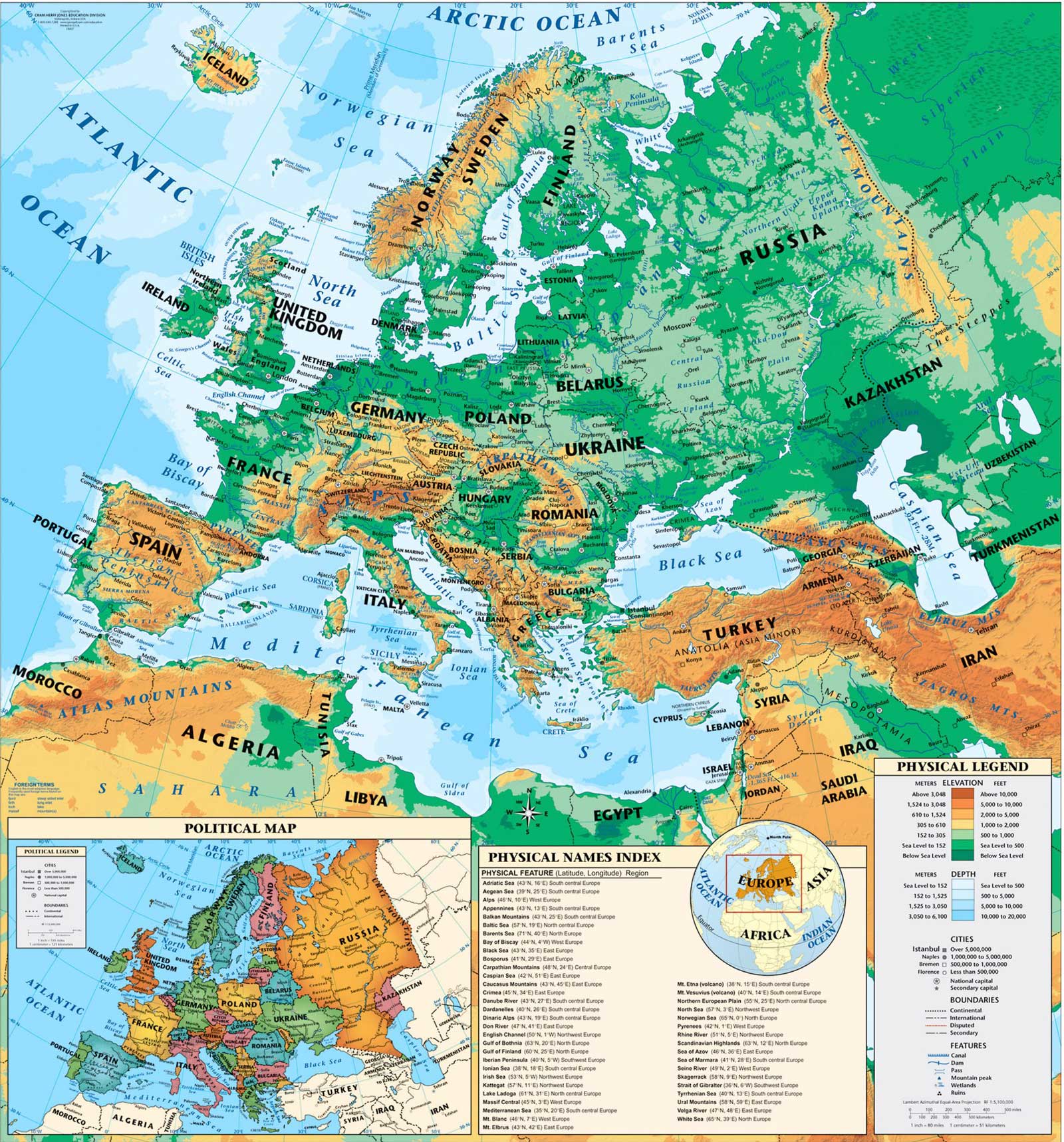 Map Of Landforms In Europe Map Of Landforms In Europe