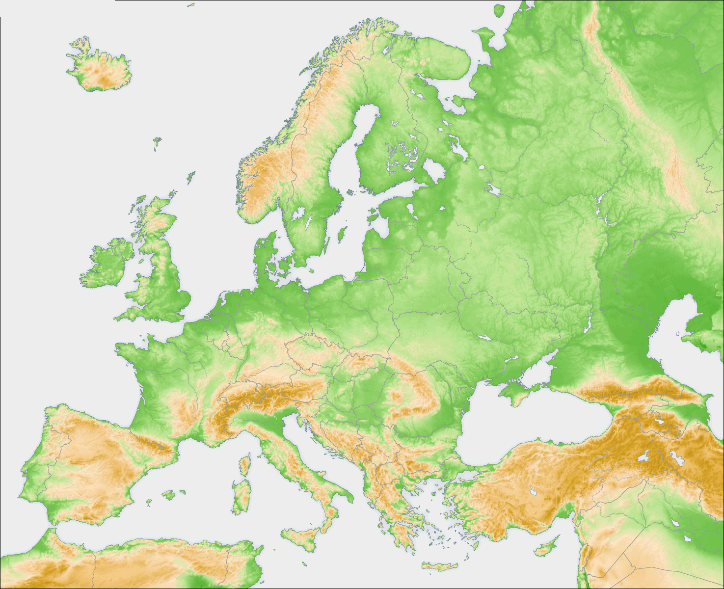 Europe Topography Map