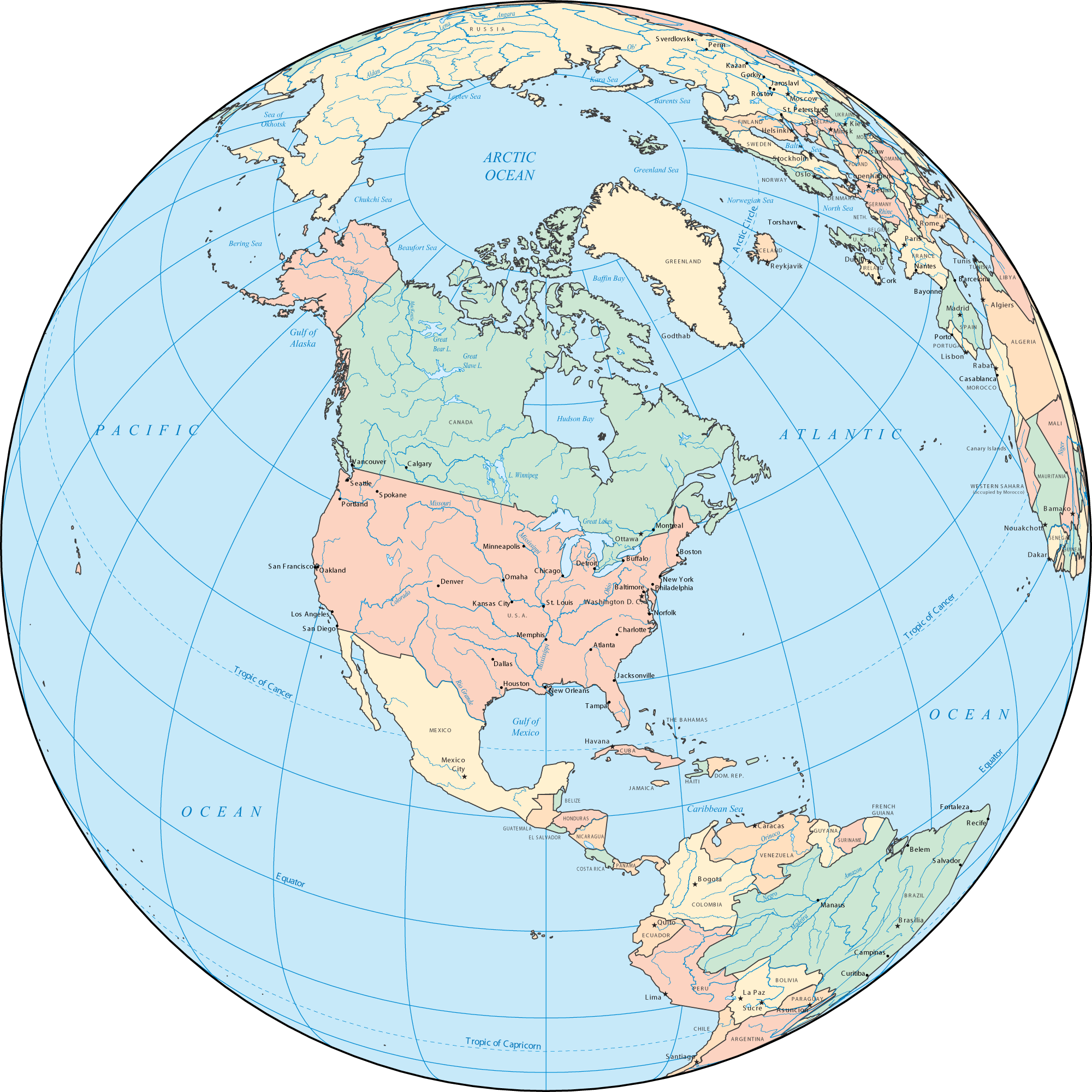 North America Political World Map