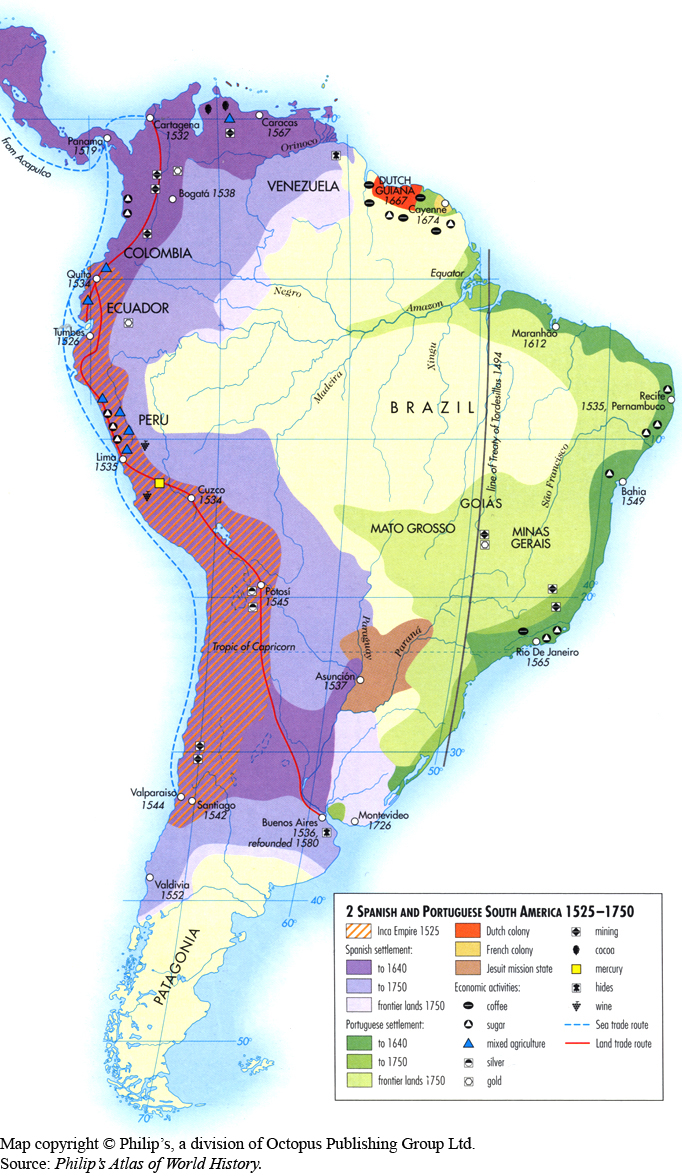 South America Map 1525 - 1750