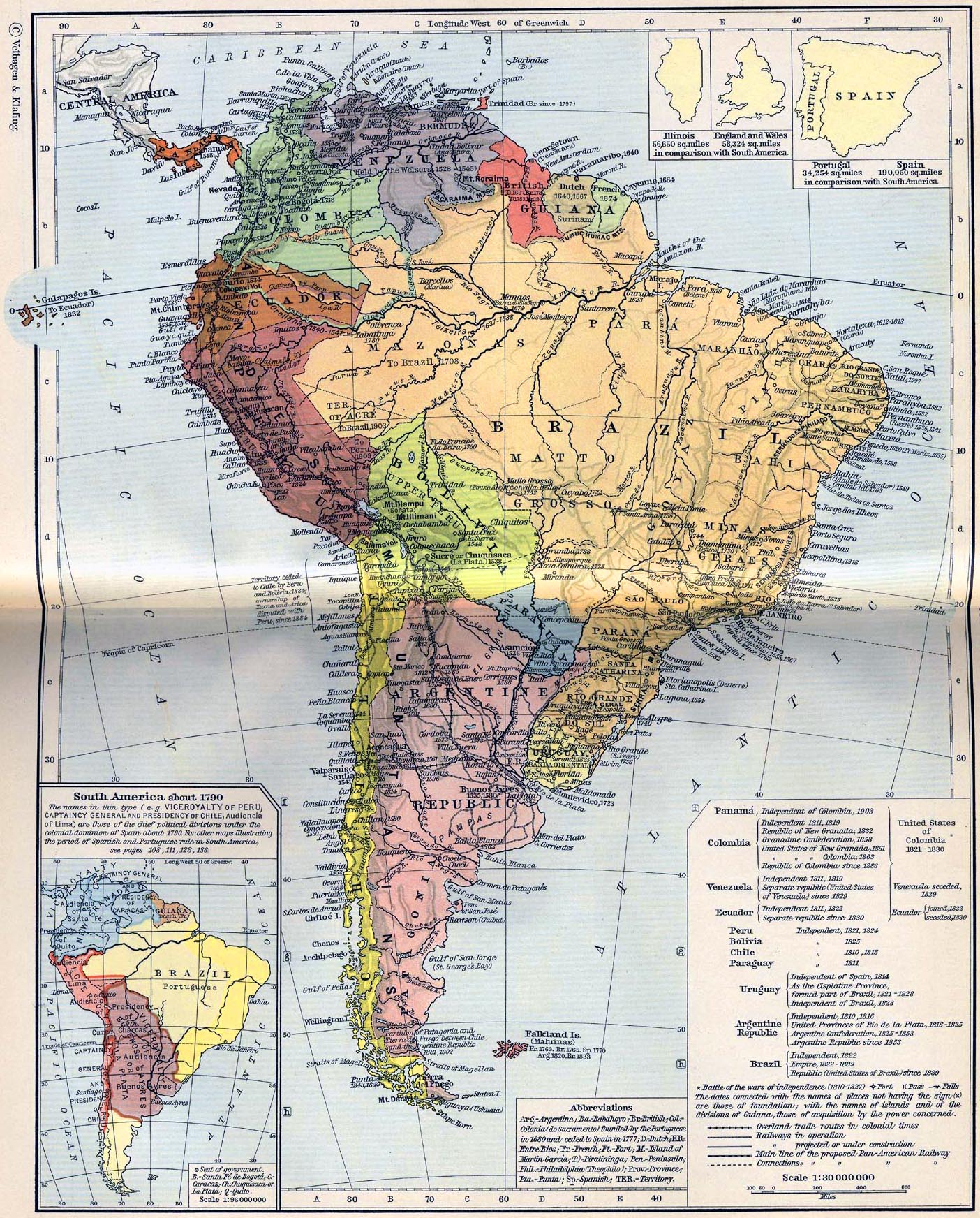 South America Map 1790 1911