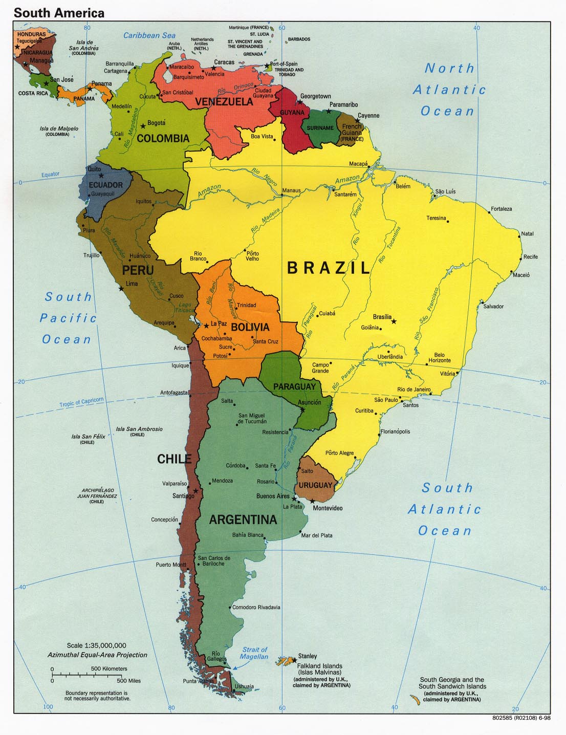 South America Map Brazil