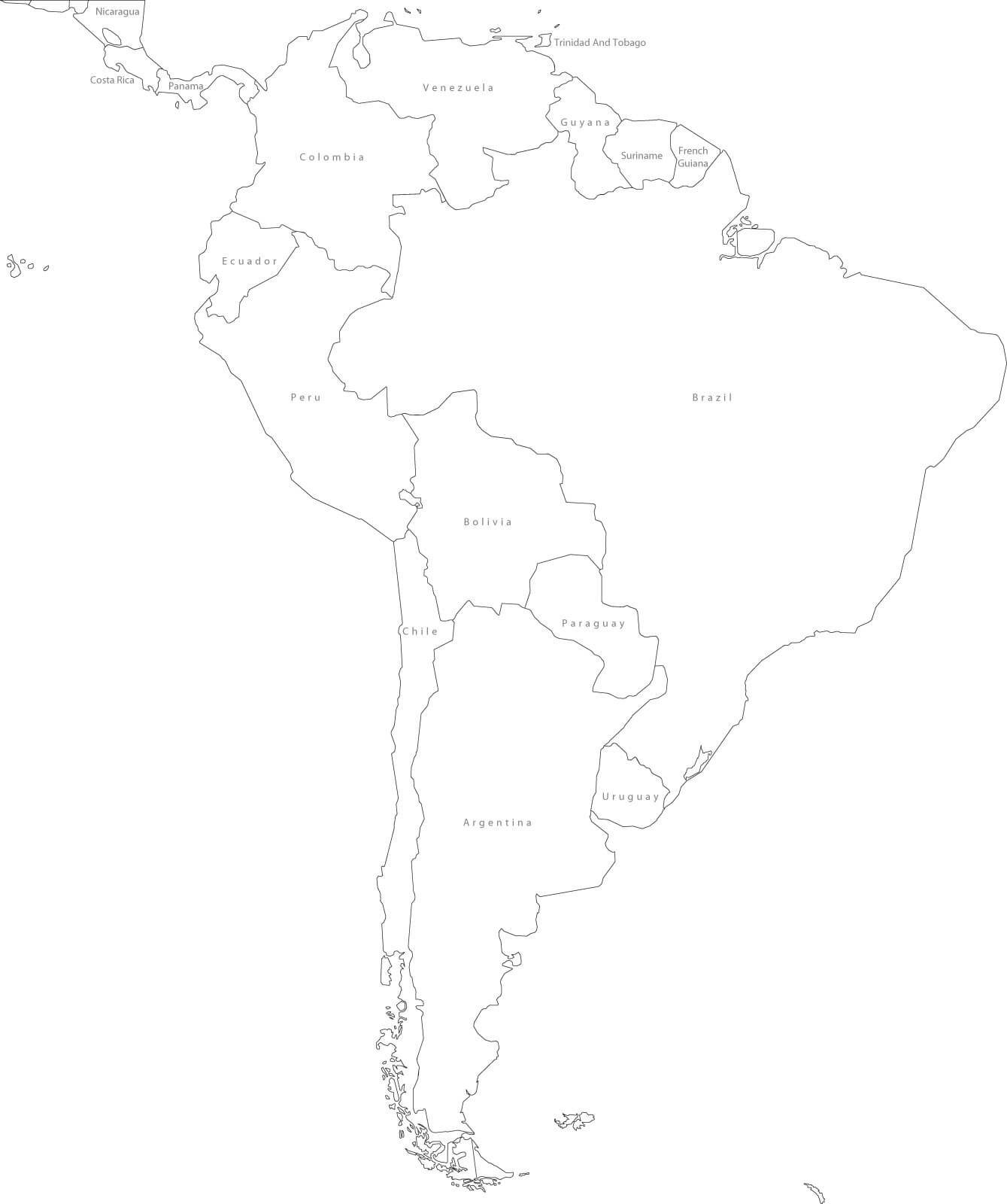 South America Political Outline Map