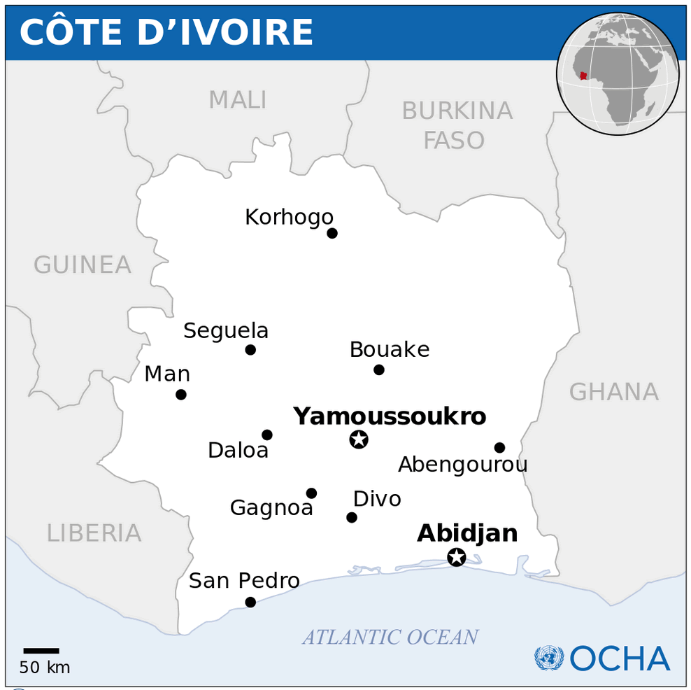 cote d'ivoire location map