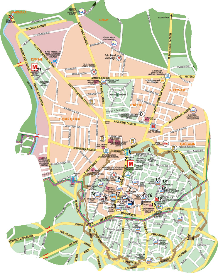 Nicosia lefkosa map