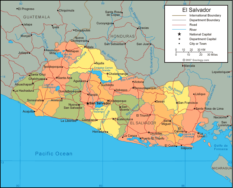 MAP OF EL SALVADOR