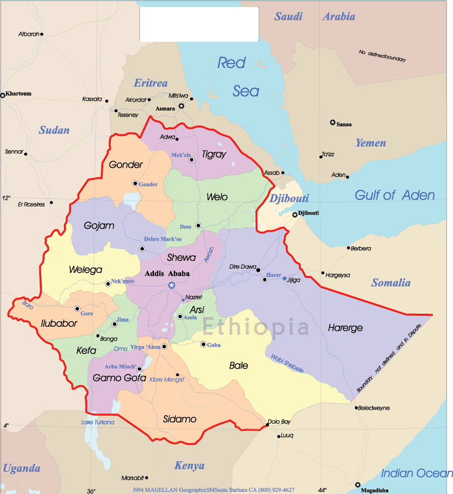 ethiopia addis ababa map