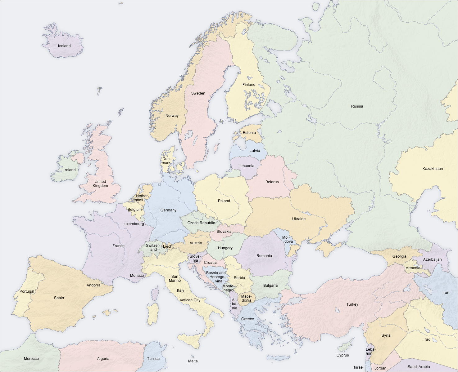 europe countries map