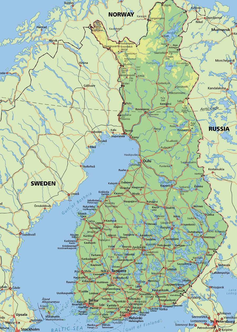 finland physical map
