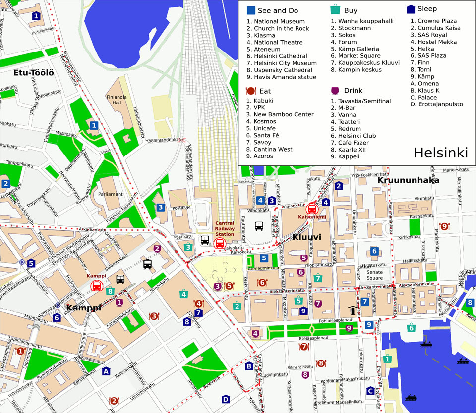 helsinki city center map