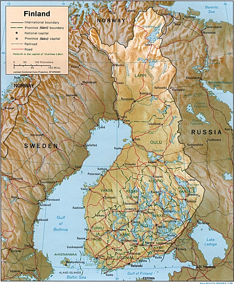 finland relief map Kemi
