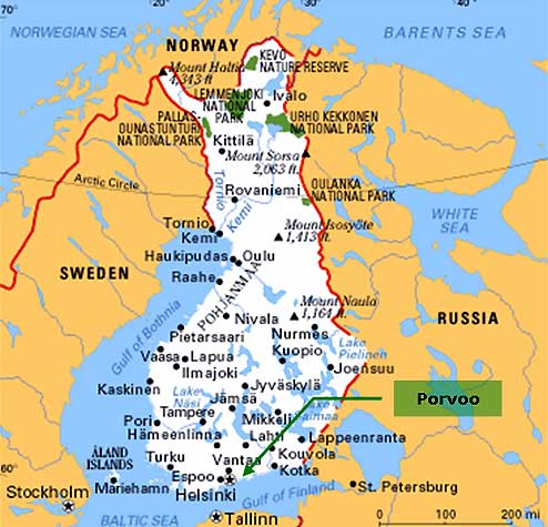 Finland map Porvoo