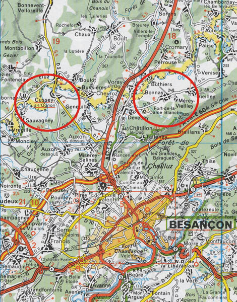 Besancon regions map