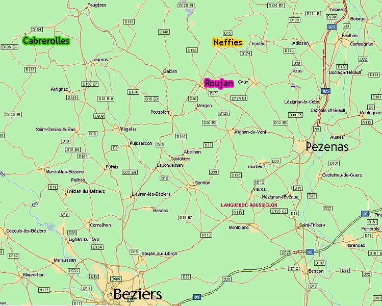 Beziers regions map
