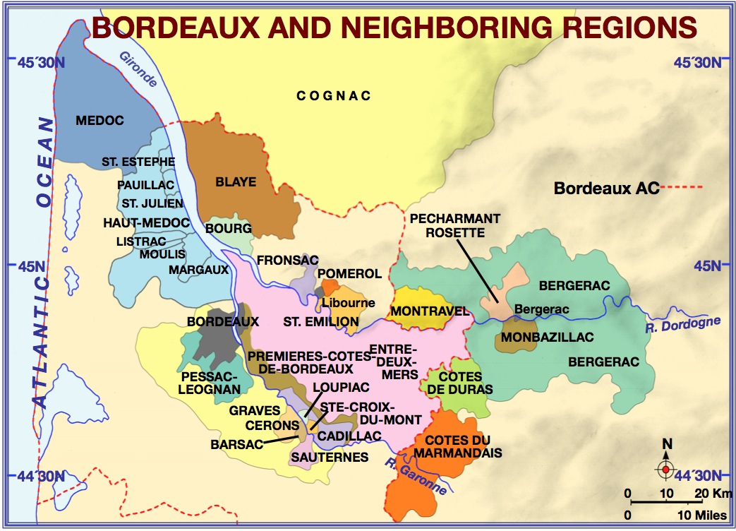 Bordeaux neighboring regions map