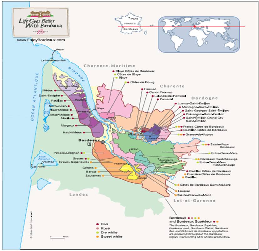 Bordeaux wine maps
