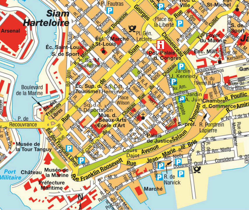 Brest city center map