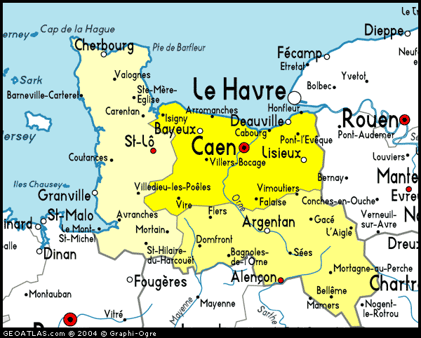 Caen regions map