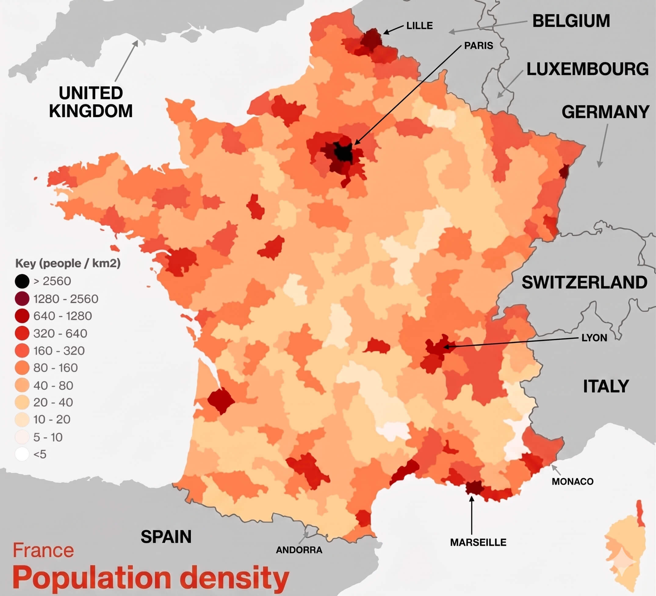 France population density map