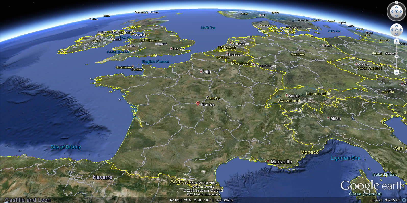 France Earth Map