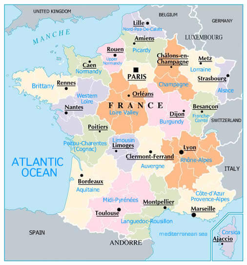 France Provinces Map