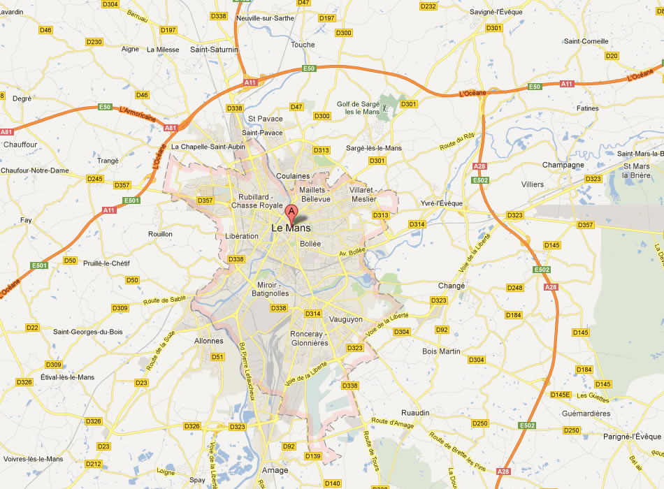 map of Le Mans