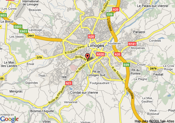Limoges hotels map