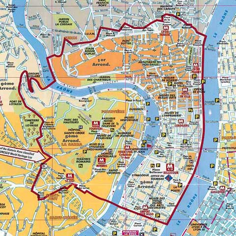Lyon downtown map