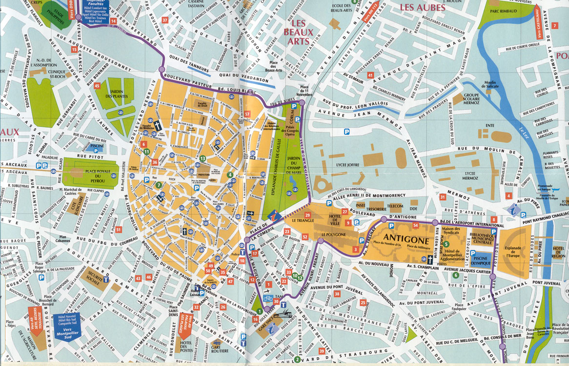 Montpellier hotels map