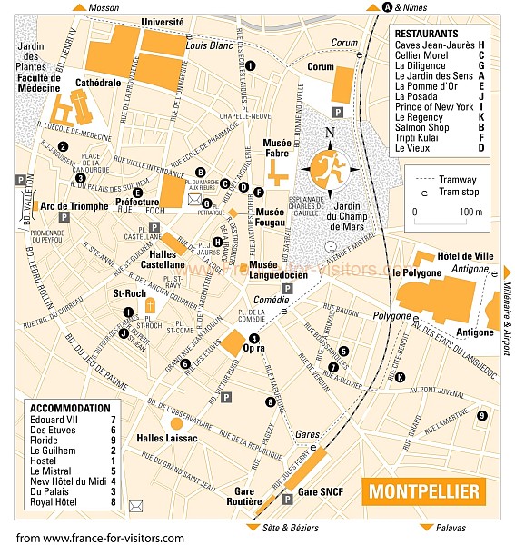 Montpellier tourist map