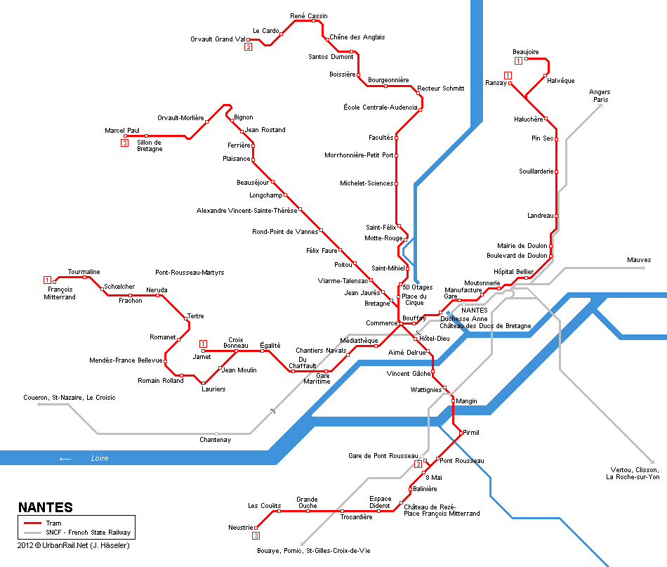 Nantes metro map