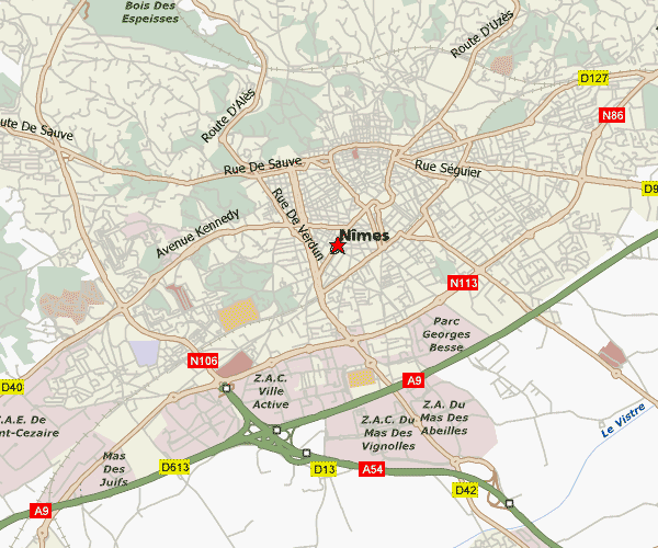 Nimes area map