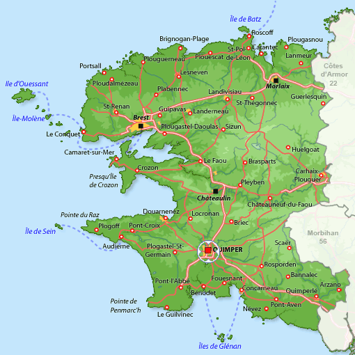 Quimper province map