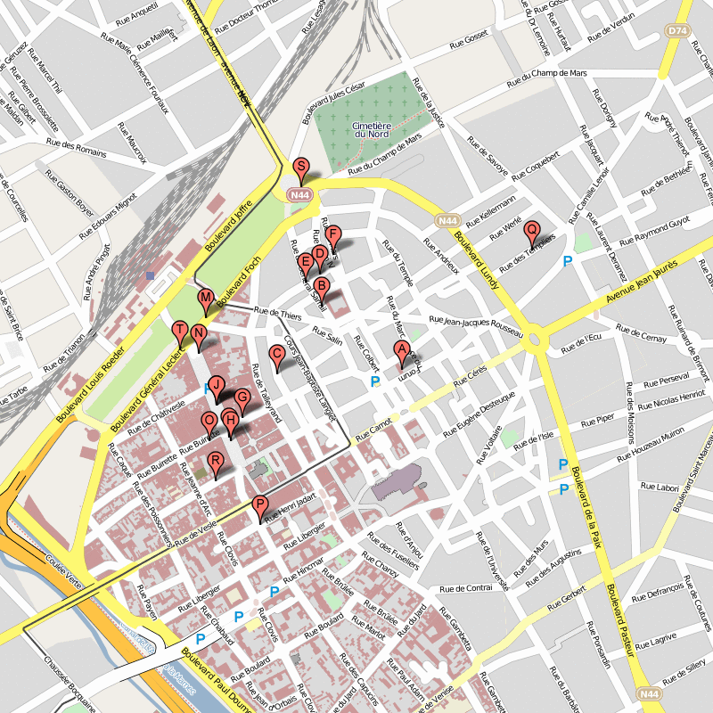 Reims hotels map
