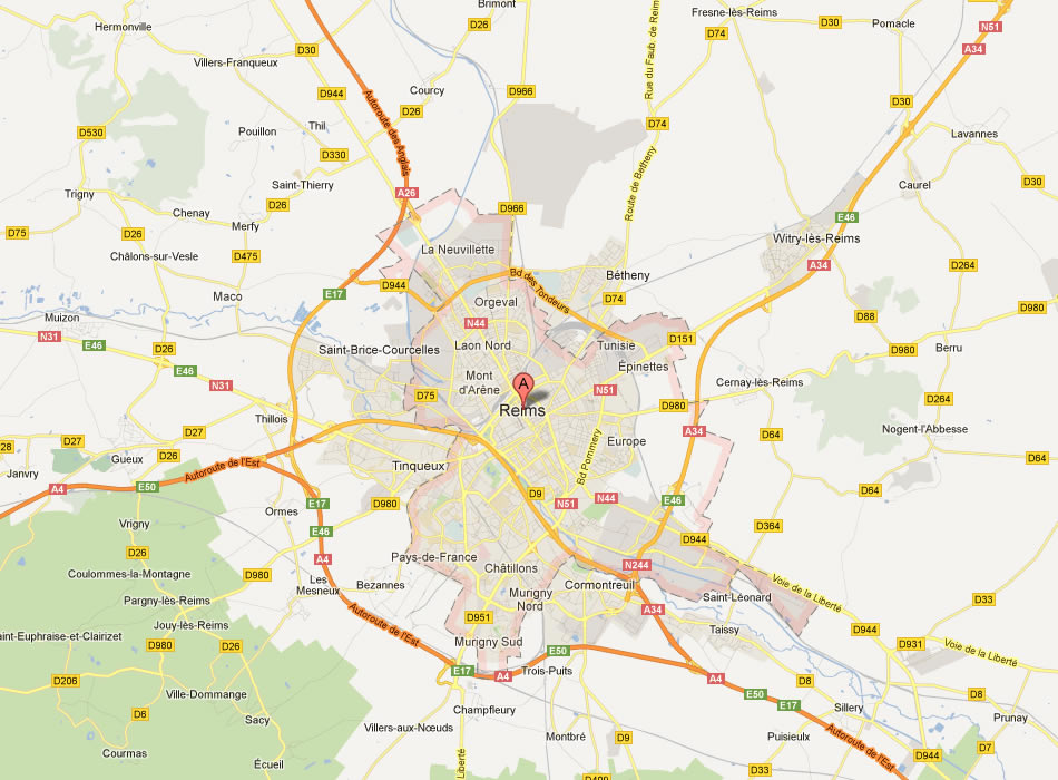 map of Reims