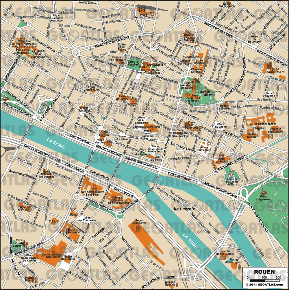 tourist map of rouen france