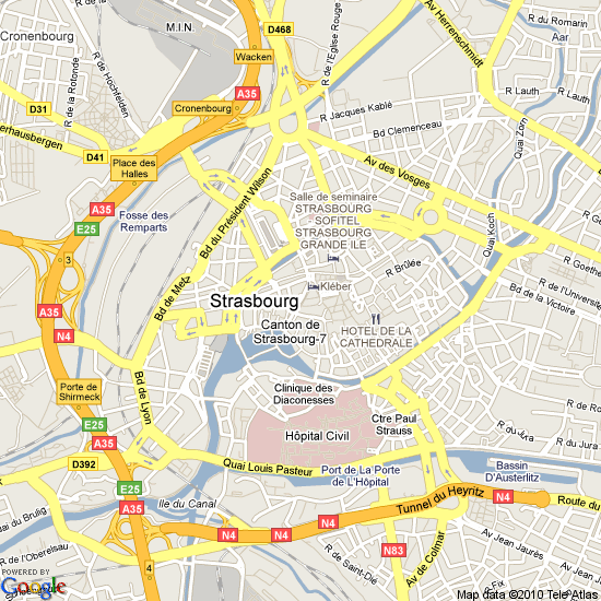 Strasbourg city center map