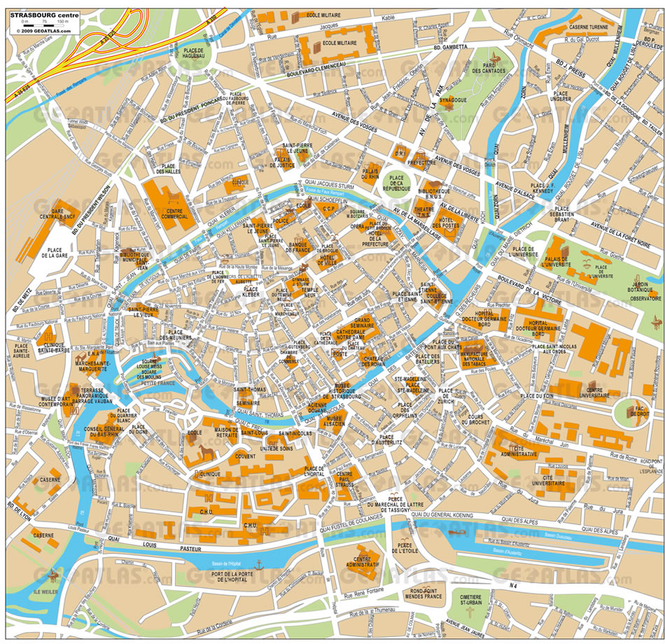 Strasbourg centre map