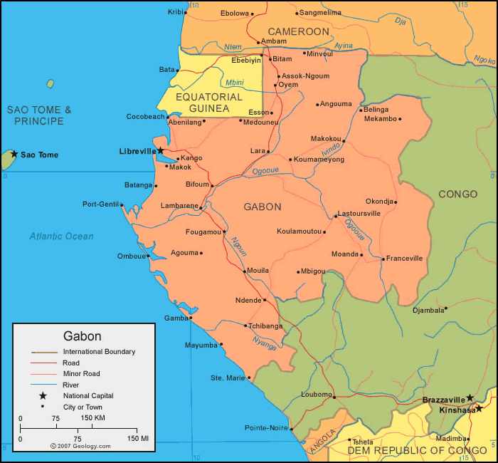 political map of gabon