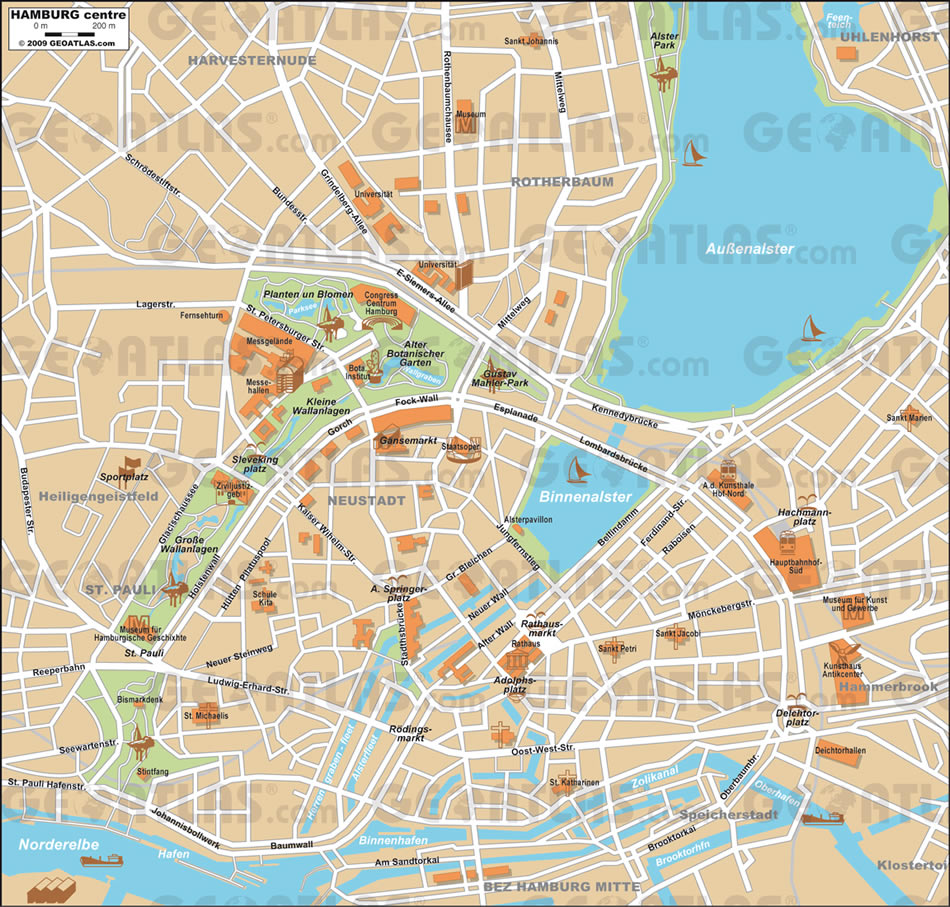 Hamburg centre map