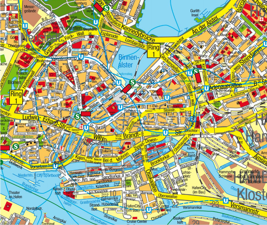 Hamburg city center map