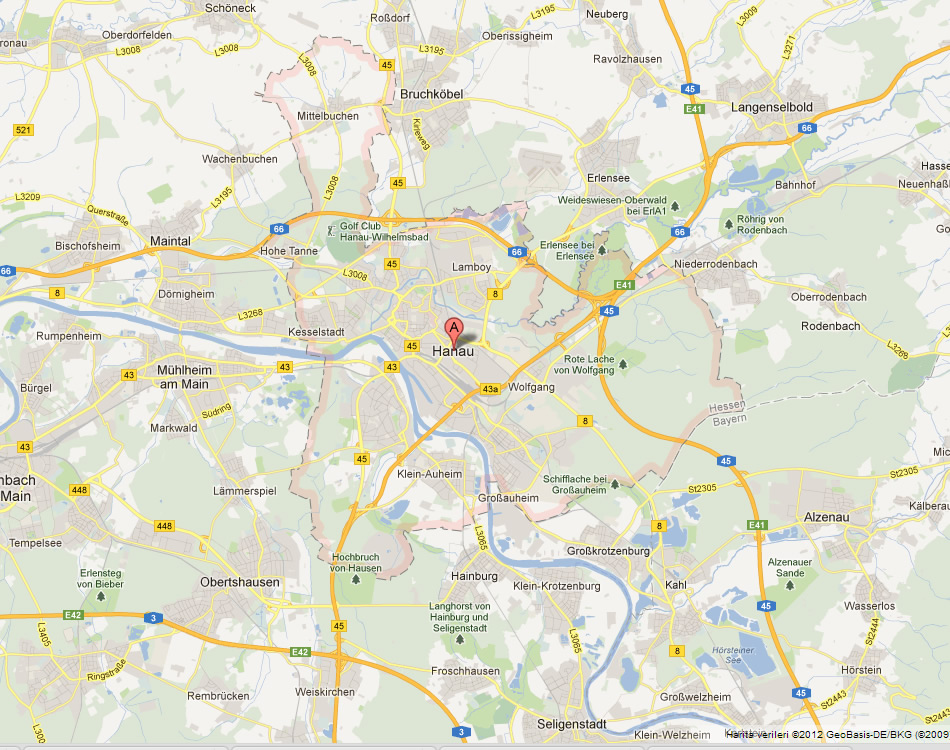 map of Hanau