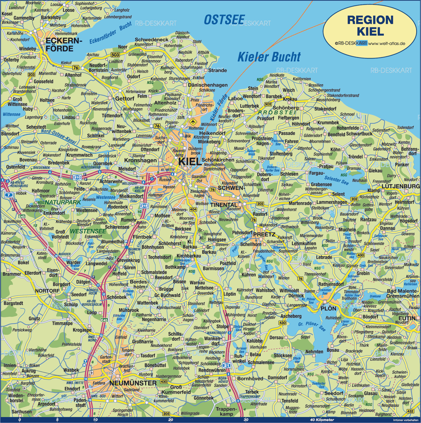 Kiel area map