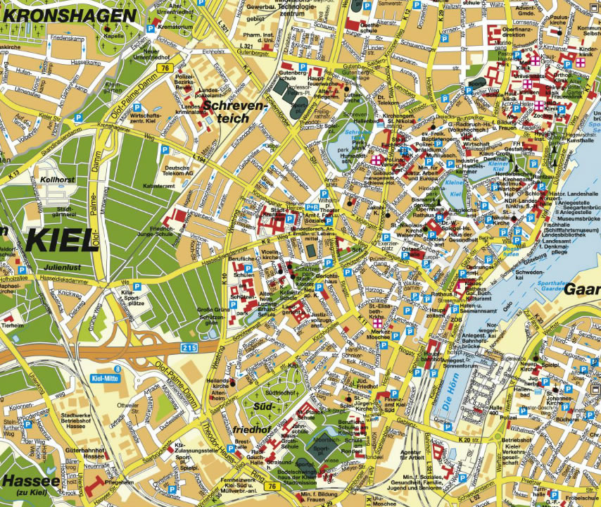 Kiel city center map